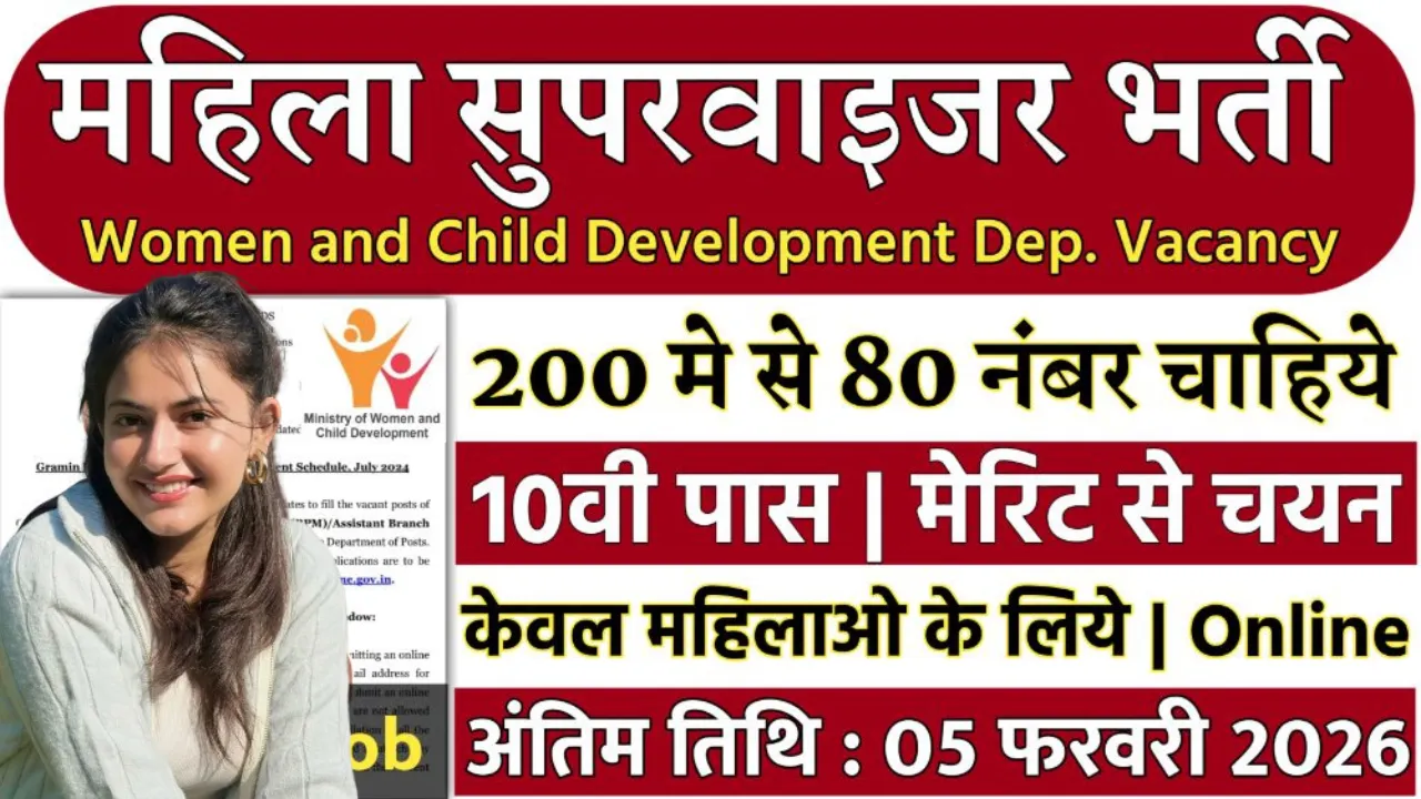 Mahila Supervisor Recruitment 2026 for 10th,12th Pass & Graduate