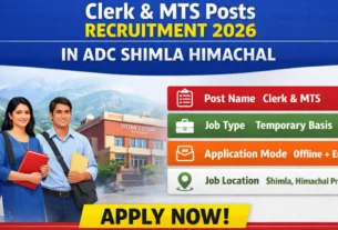 Clerk & MTS Posts Recruitment 2026 in ADC Shimla Himachal