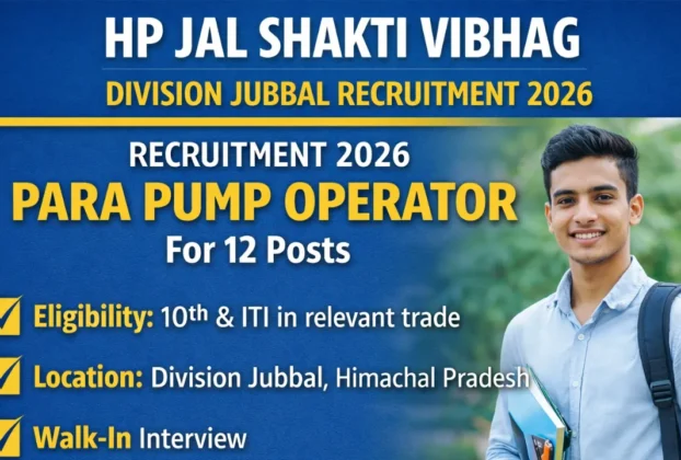 HP Jal Shakti Vibhag Division Jubbal Recruitment 2026 for Para Pump Operator for 12 posts