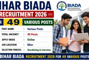 Bihar BIADA Recruitment 2026 for 49 Various Posts