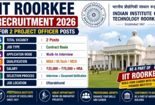 IIT Roorkee Recruitment 2026 for 2 Project Officer Posts
