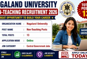 Nagaland University Non-Teaching Recruitment 2026 for 13 Posts