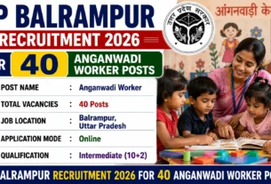 UP Balrampur Recruitment 2026 for 40 Anganwadi Worker Posts