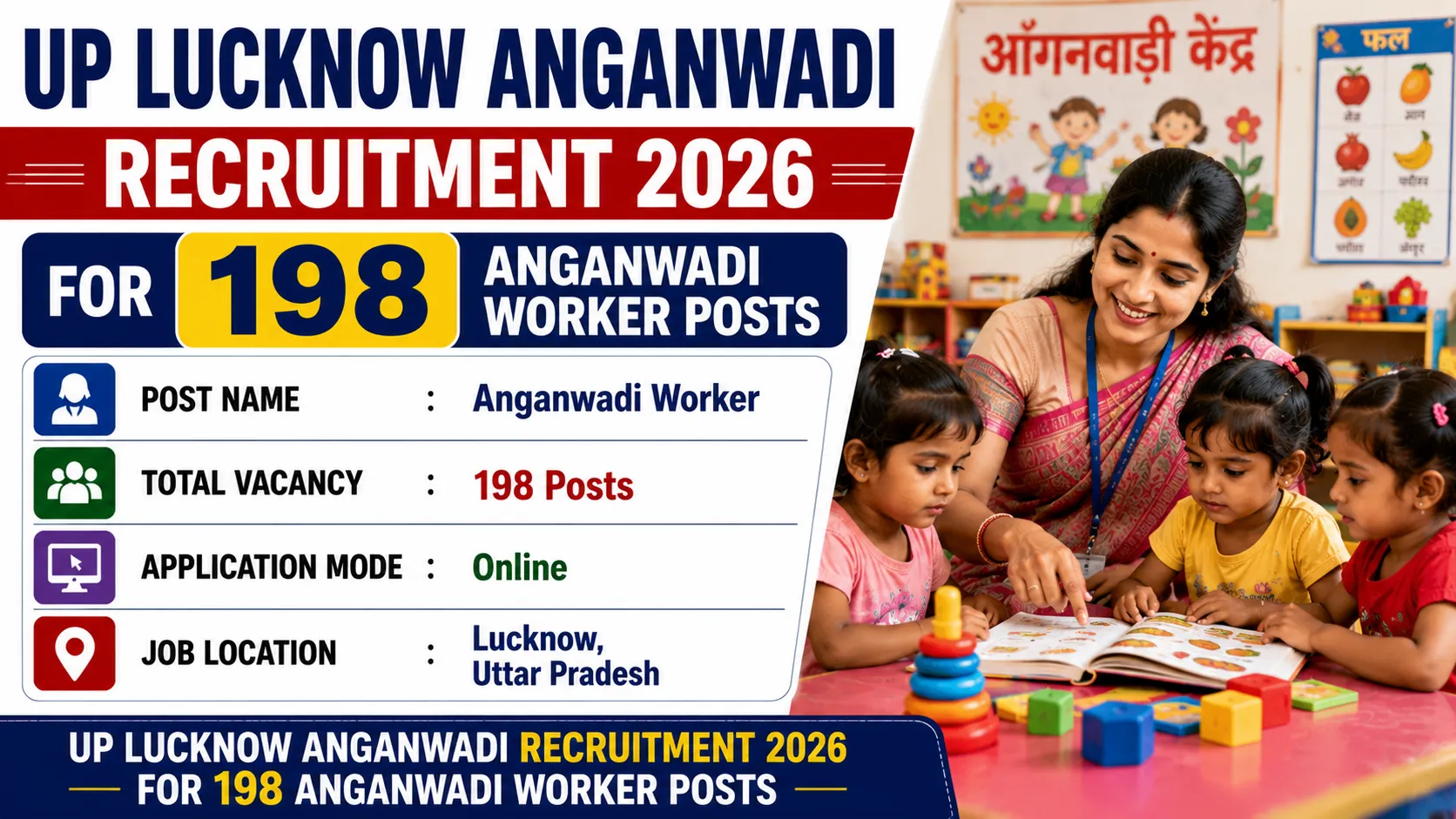UP Lucknow Anganwadi Recruitment 2026 for 198 Anganwadi Worker Posts